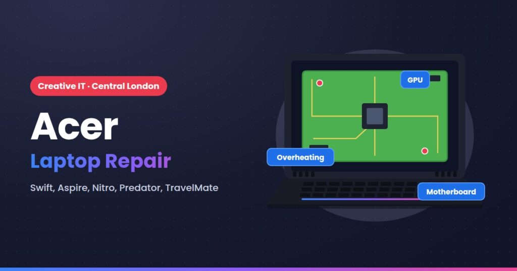 Acer laptop repair at Creative IT, Central London