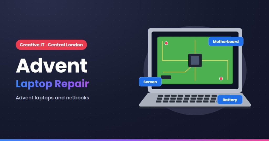 Advent laptop repair at Creative IT, Central London